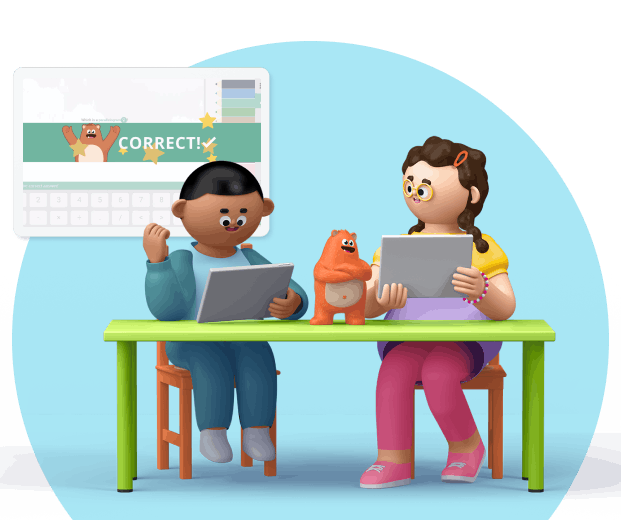 Graphic of two students playing Prodigy.