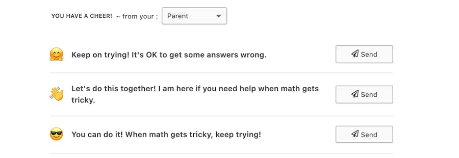 Cheer your child on with messages in Prodigy's parent account.