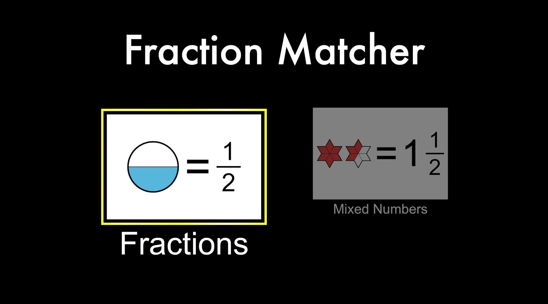 Fraction matcher screenshot.