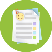 Reports icon with green circle.