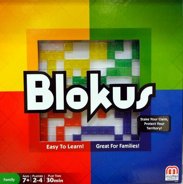 An image of the board game called Blokus.