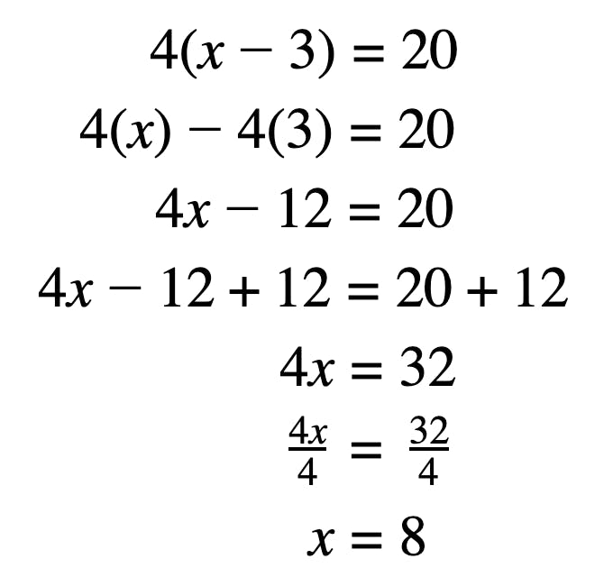 distributive law with variables involved