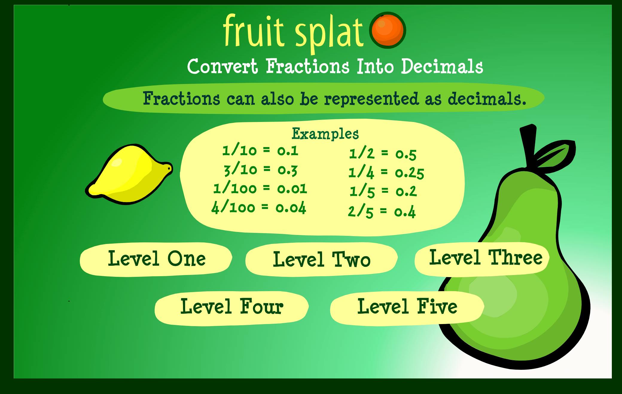 Fruit Splat game screenshot.