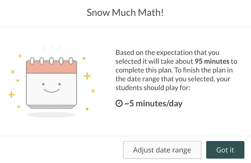 In-app screenshot of a Plan creation in a Prodigy teacher account.