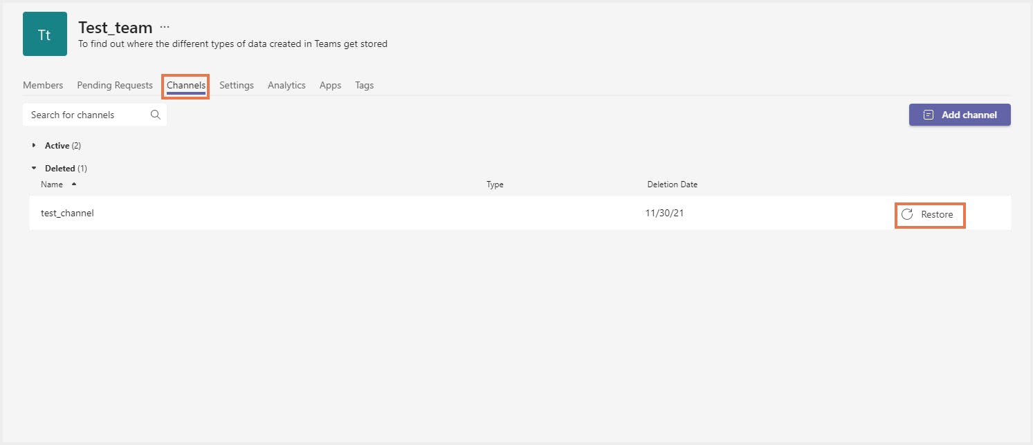 標準チャンネルの復元