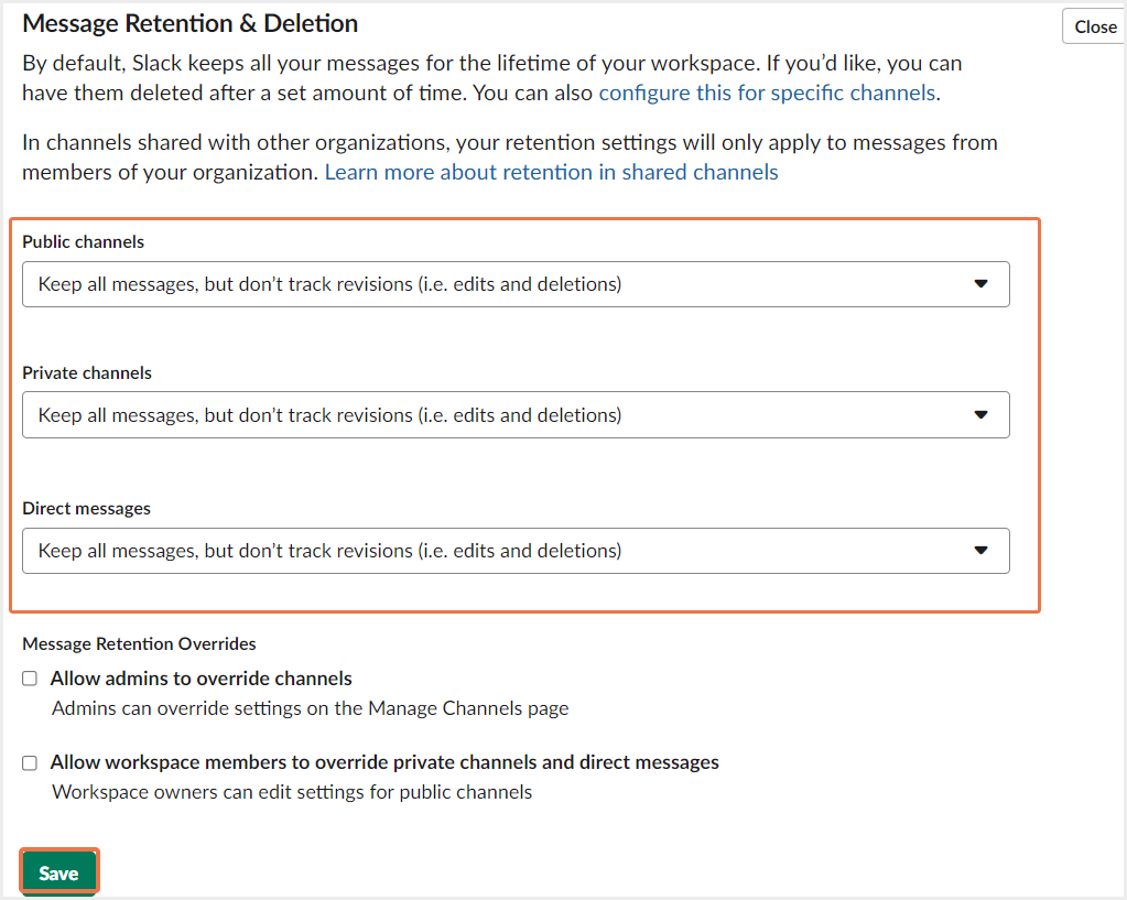 メッセージの保持-プロとビジネス+について