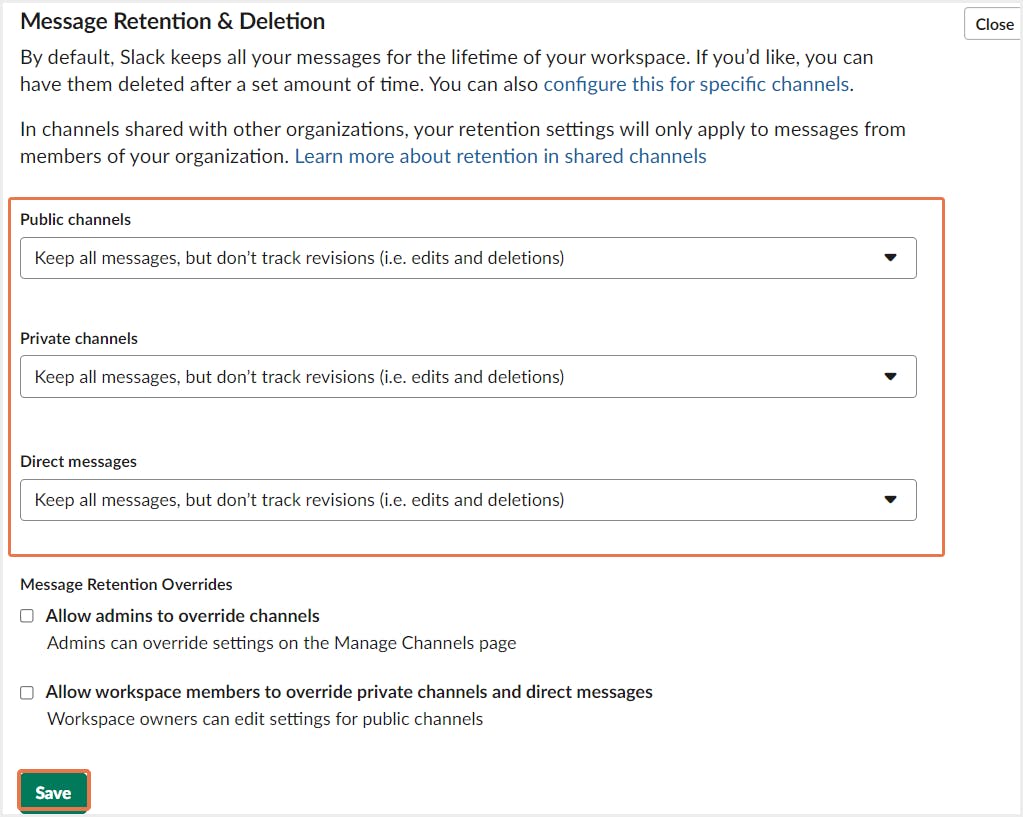 メッセージの保持-プロとビジネス+について