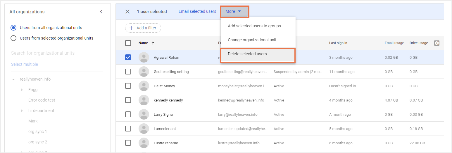 Google Admin Consoleからユーザーを削除