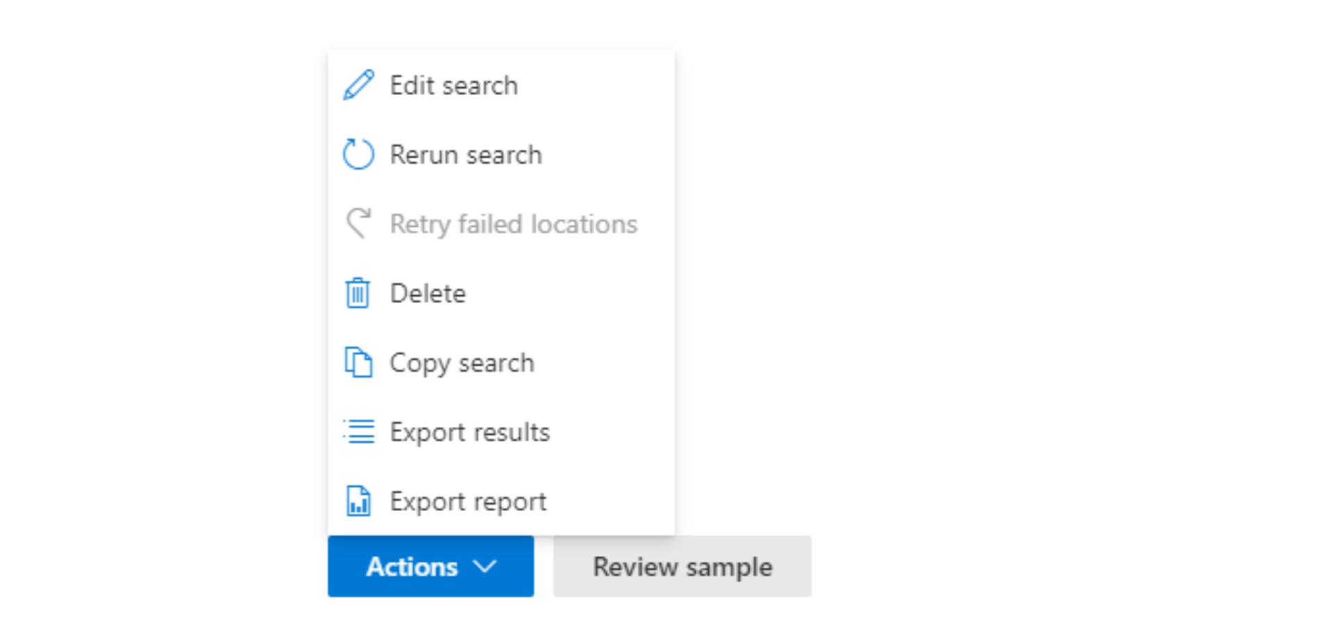 eDiscovery search actions