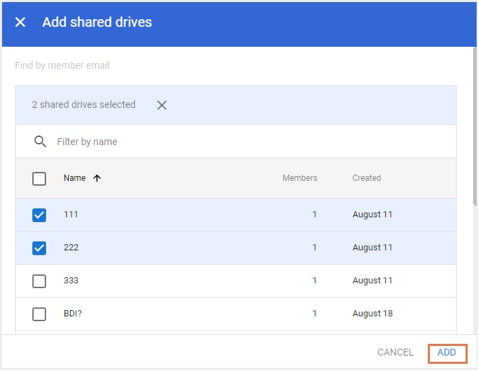 Choose specific shared drives