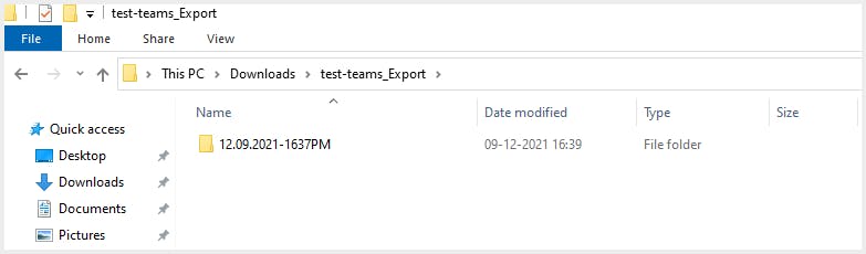 folder with export name and time