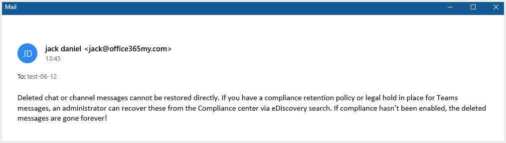 削除されたチームメッセージを復元 -outlook mail