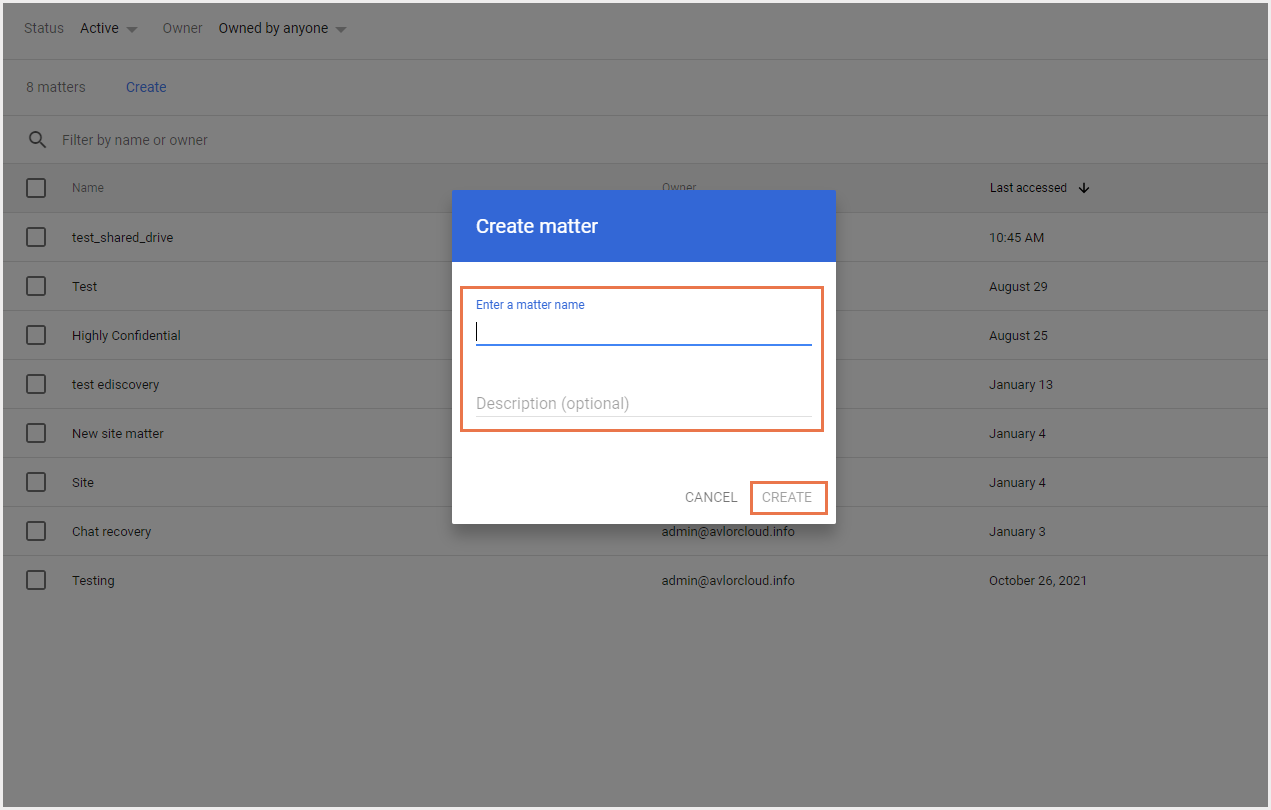 名前と説明を入力