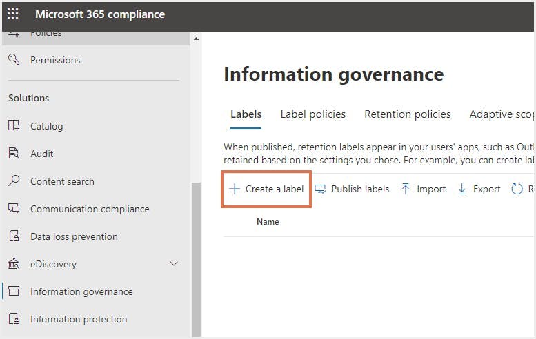 office 365 retention label-create a label