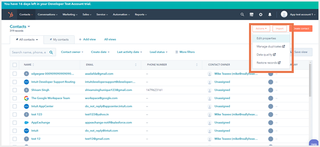 削除されたhubspotの連絡先を復元するステップ2
