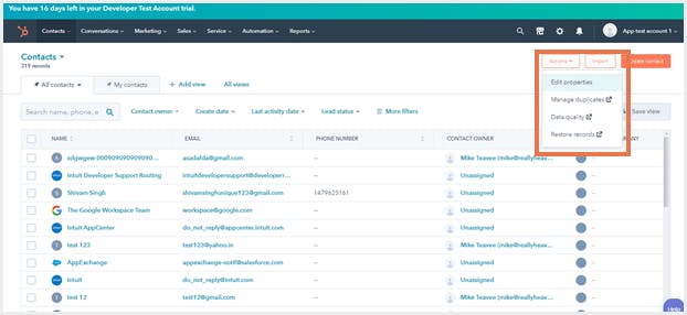 削除されたhubspotの連絡先を復元するステップ2