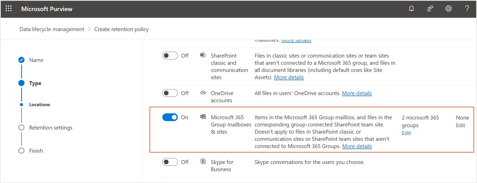 choose microsoft 365 group mailboxes and sites