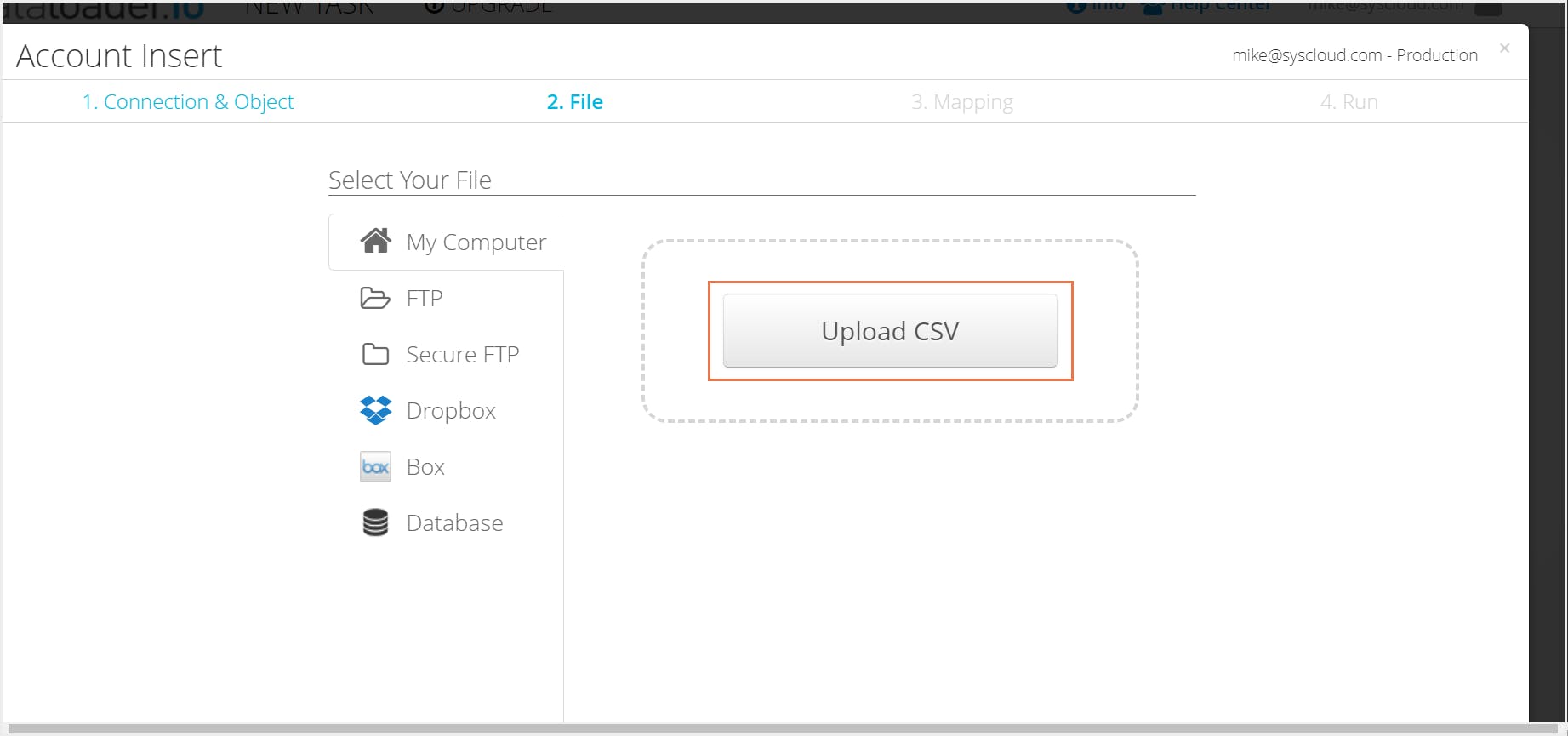 upload csv file