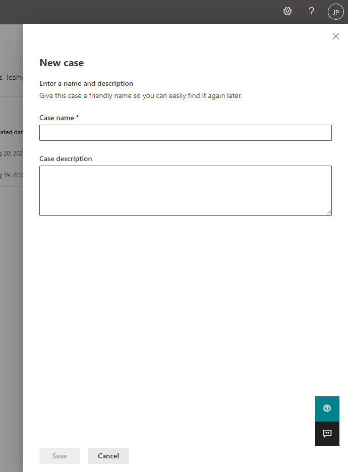 eディスカバリーの中核となるケースの作成