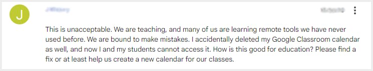 google classroom retention-user error