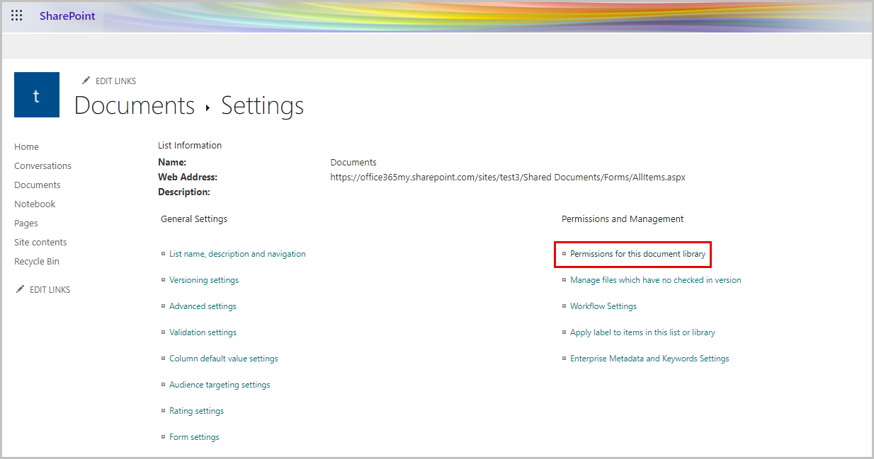 このドキュメントライブラリのアクセス許可