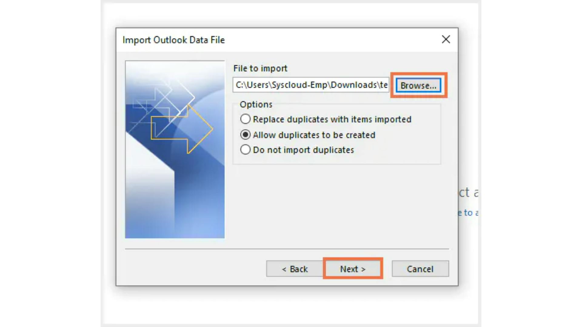 インポートするファイルを開きます。