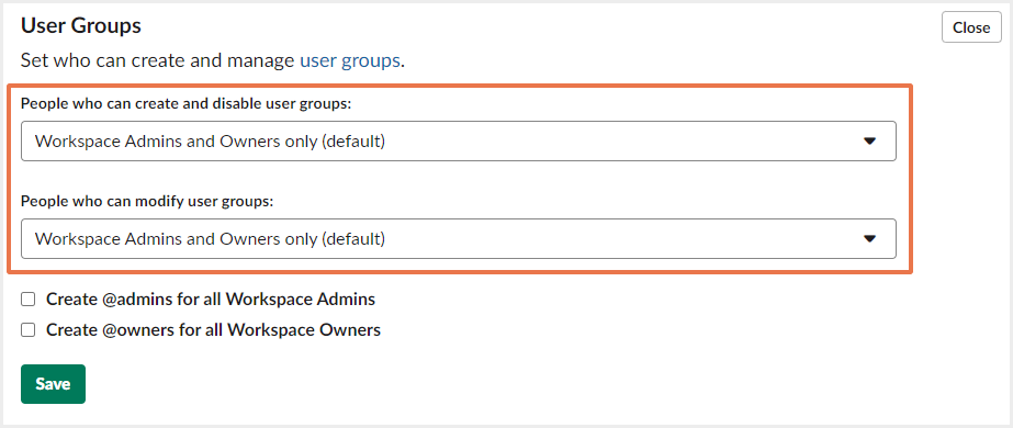 ユーザーグループの管理