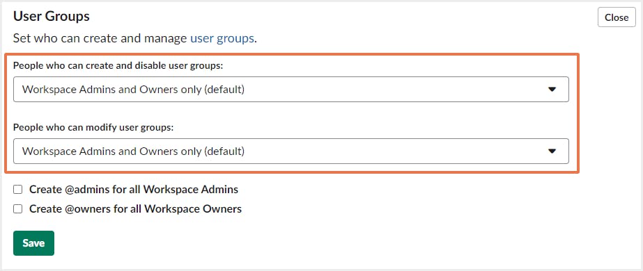 ユーザーグループの管理