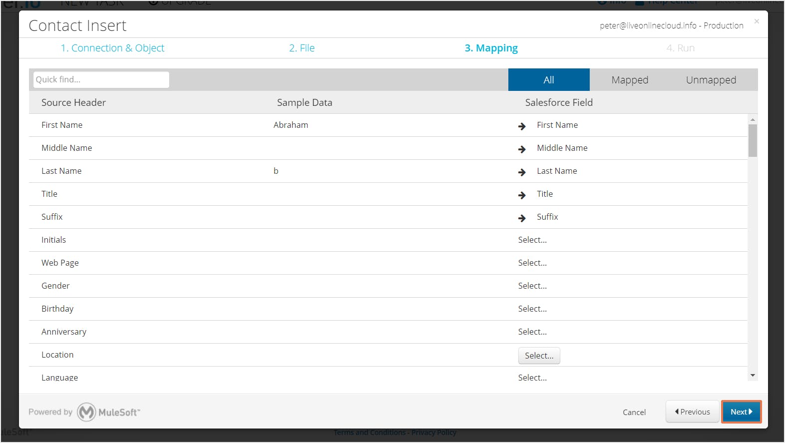 Dataloader.io mapping