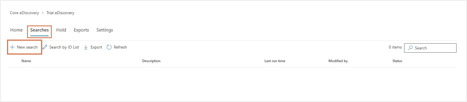コアとなるeDiscovery検索の作成