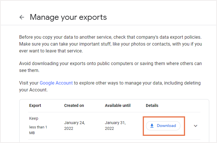 Google Keepへのエクスポートが完了しました。