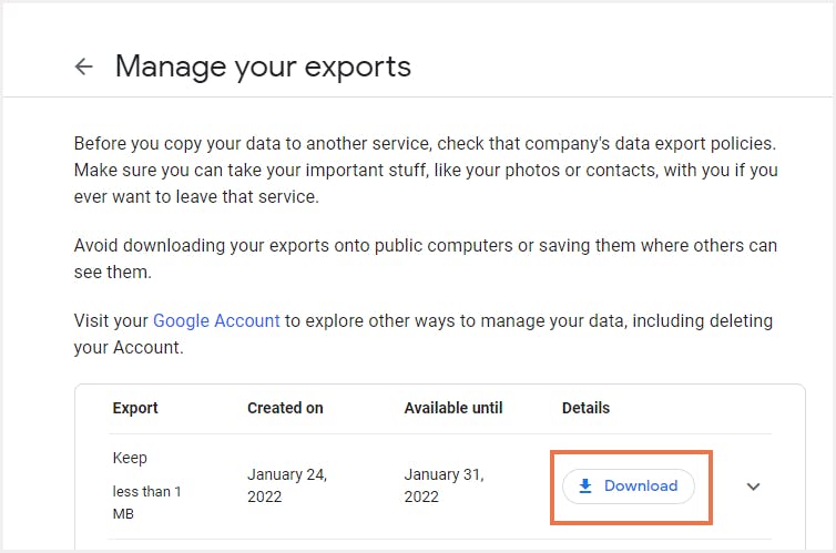 Google Keepへのエクスポートが完了しました。