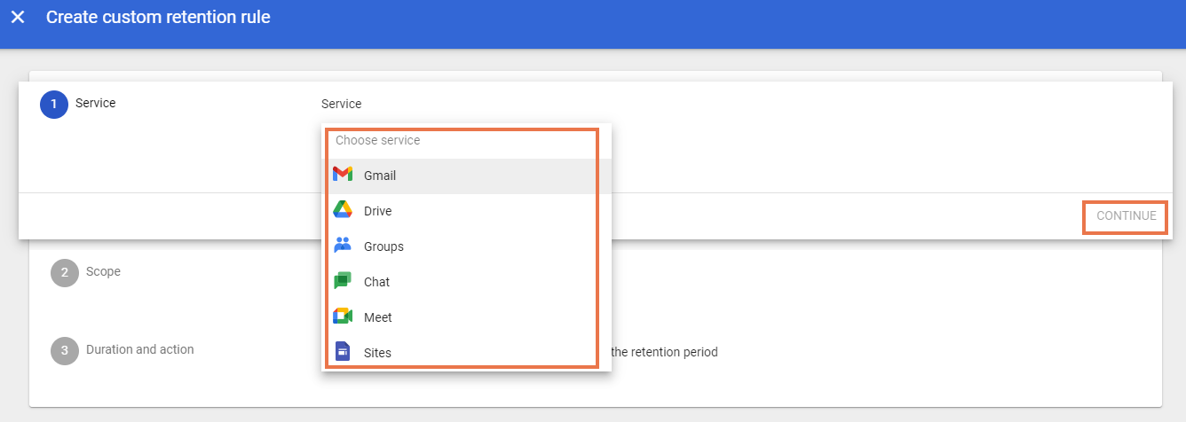 カスタム保持ルール