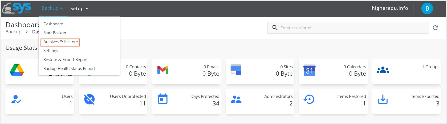 アーカイブとリストア