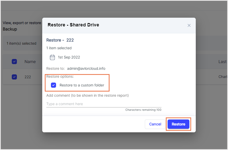 リストアポップアップ