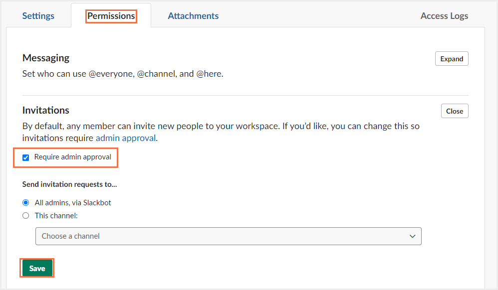 管理者の承認が必要