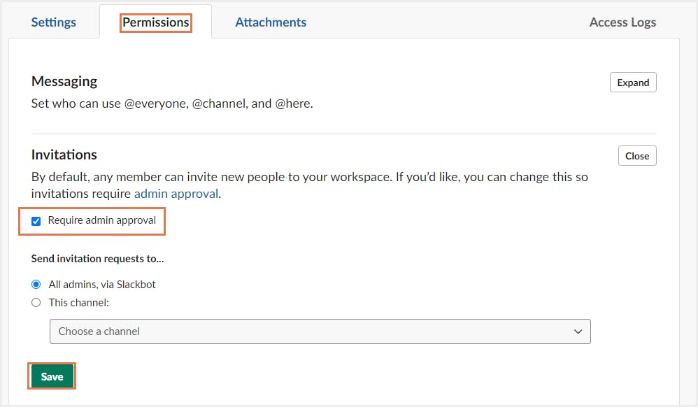 管理者の承認が必要