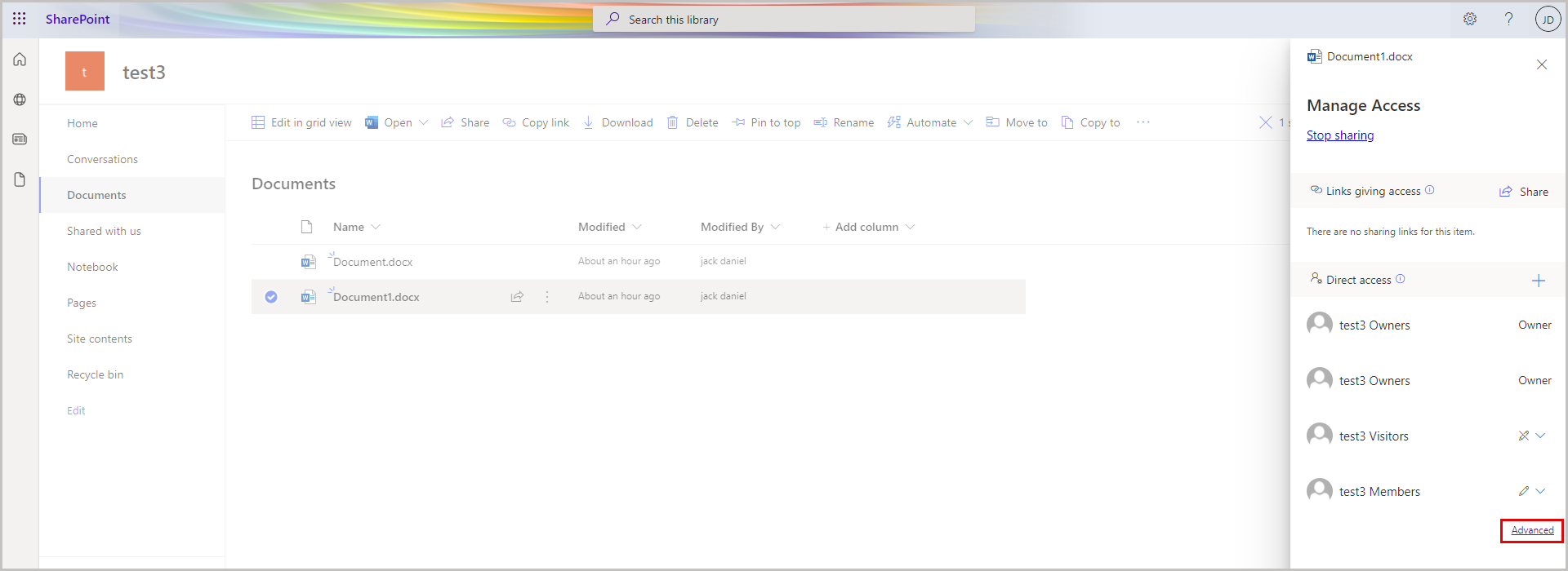 特定のファイルに対するユーザー権限の編集