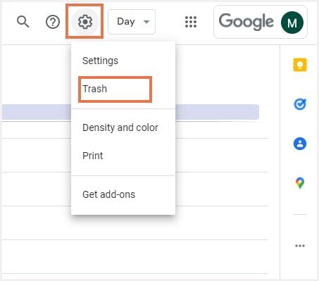ゴミ箱フォルダからカレンダーを復元