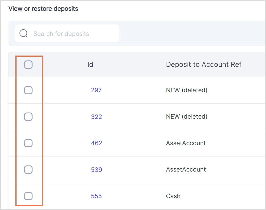 Select the QBO transaction to restore