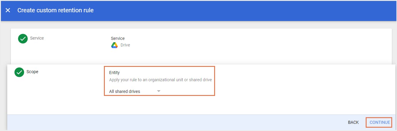 範囲 - すべての共有ドライブ