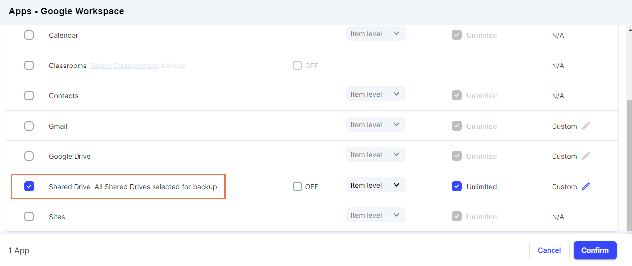 共有ドライブを選択