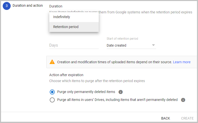 保存期間の設定