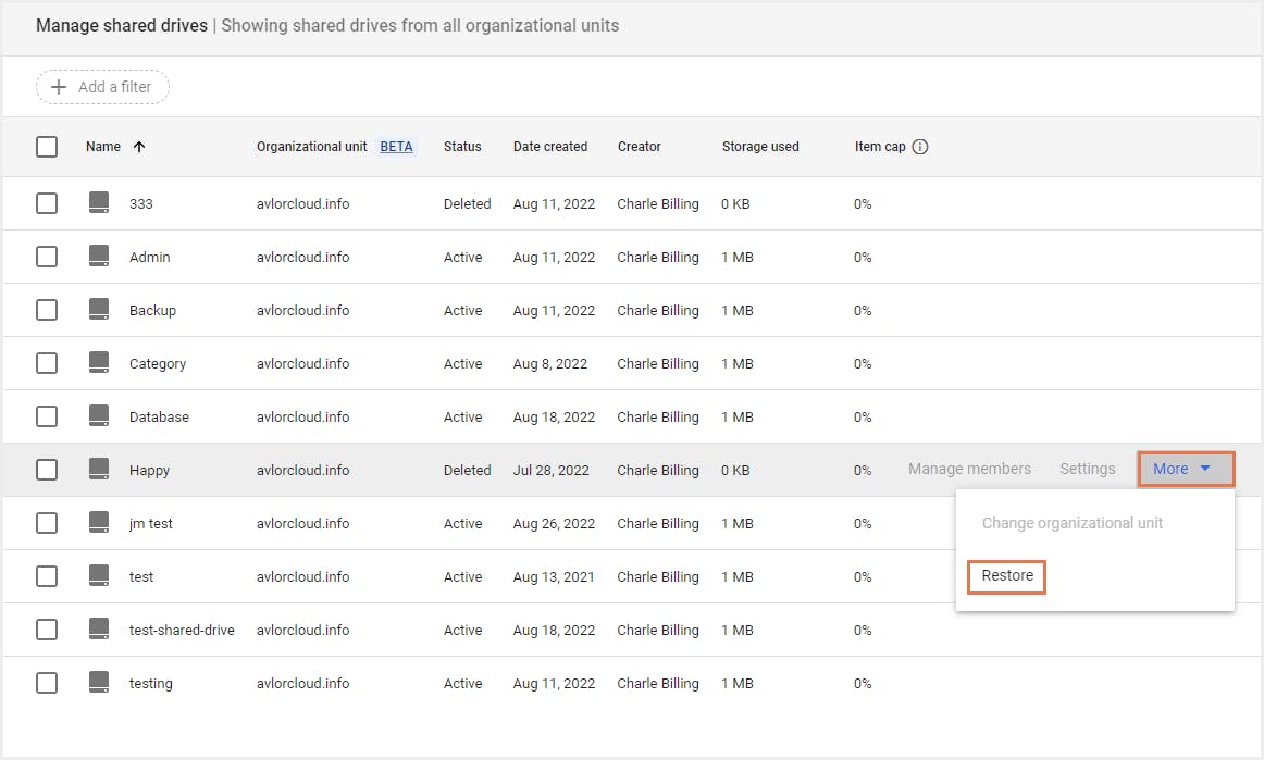 recover deleted files from shared drive using google admin console