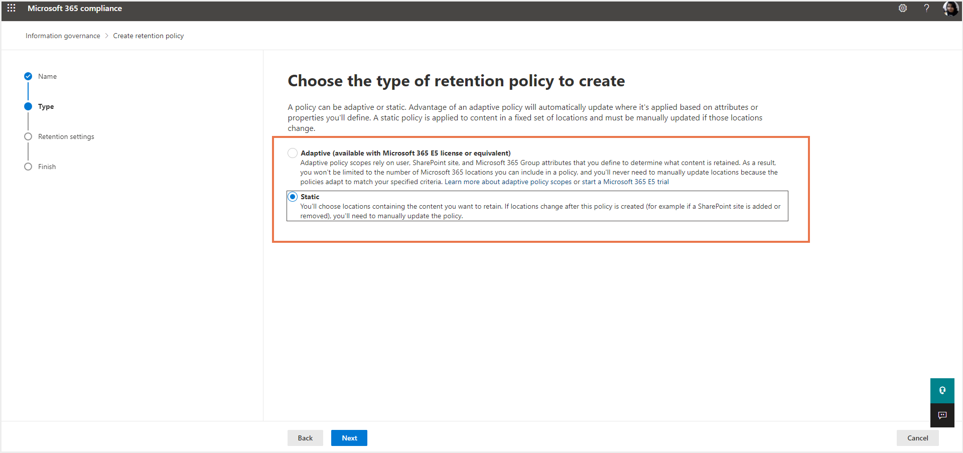 マイクロソフト 365 保持ポリシー - 範囲