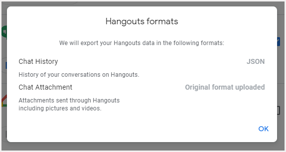Googleチャットのダウンロード形式