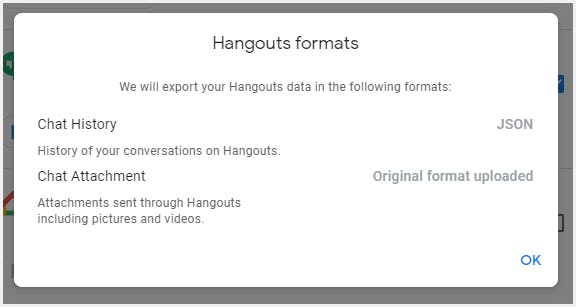 Googleチャットのダウンロード形式