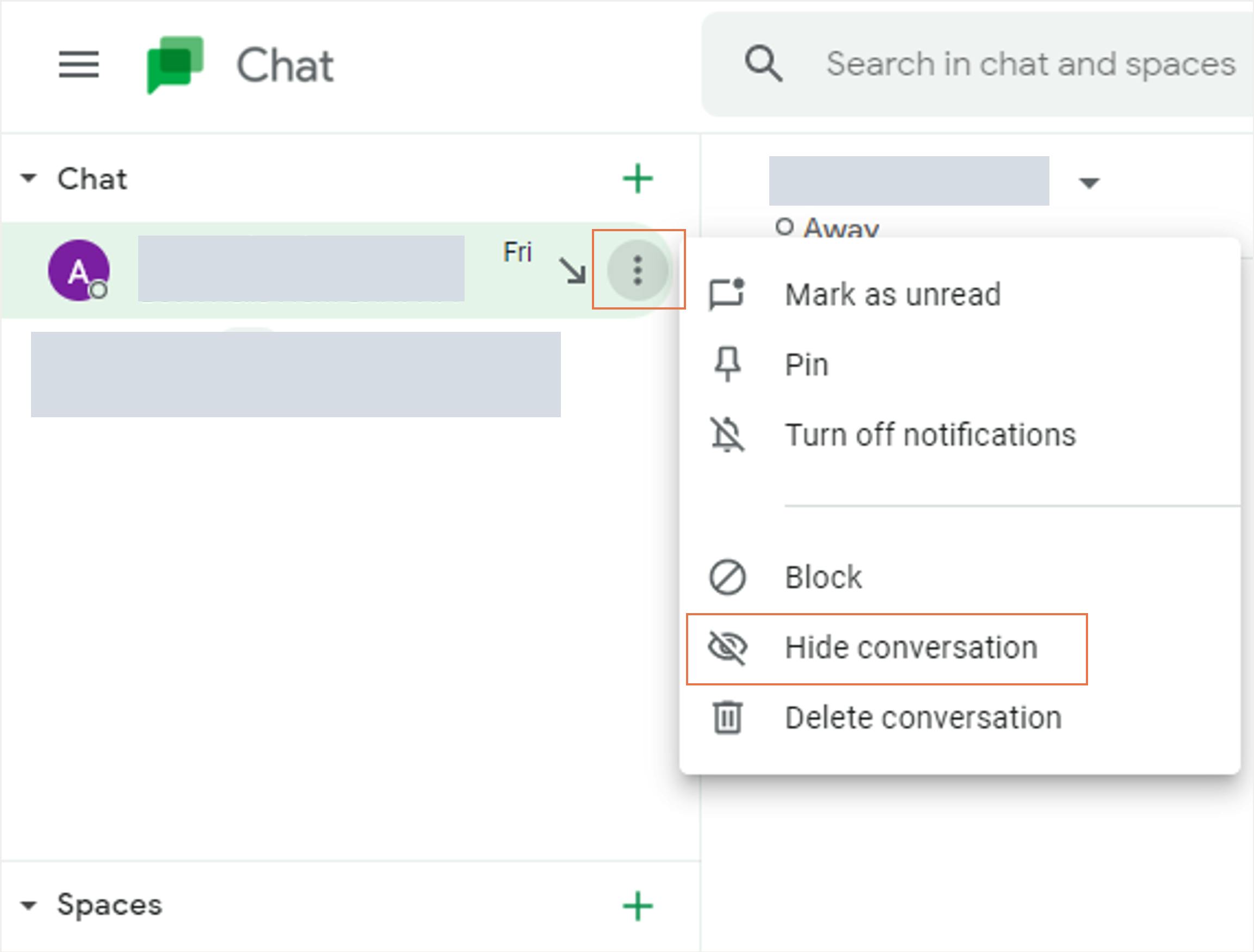 Hide or archive Google Chat