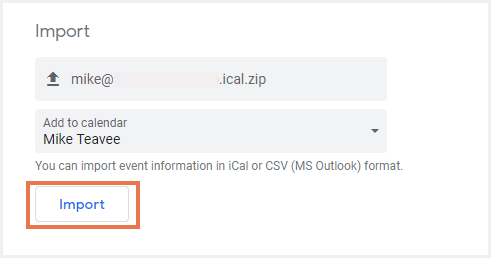 カレンダーイベントのインポート