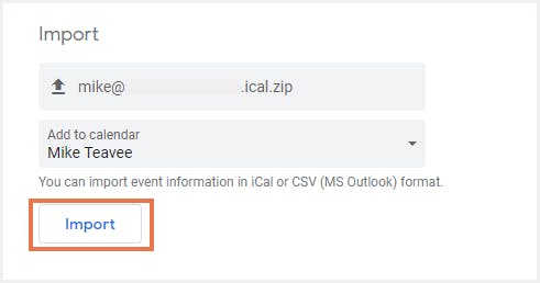 カレンダーイベントのインポート